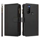 For TCL 30XL 2022 Magnetic Closure 9 Card Slots Zipper Leather Case with Hand Strap(Black) - 2
