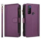 For TCL 30XL 2022 Magnetic Closure 9 Card Slots Zipper Leather Case with Hand Strap(Purple) - 2