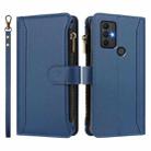 For TCL 305 / 306 / 30 SE Magnetic Closure 9 Card Slots Zipper Leather Case with Hand Strap(Dark Blue) - 2
