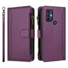 For TCL 305 / 306 / 30 SE Magnetic Closure 9 Card Slots Zipper Leather Case with Hand Strap(Purple) - 2