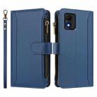 For TCL 303 Magnetic Closure 9 Card Slots Zipper Leather Case with Hand Strap(Dark Blue) - 2