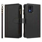 For TCL 303 Magnetic Closure 9 Card Slots Zipper Leather Case with Hand Strap(Black) - 2