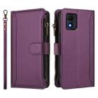 For TCL 303 Magnetic Closure 9 Card Slots Zipper Leather Case with Hand Strap(Purple) - 2