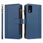 For TCL 30T Magnetic Closure 9 Card Slots Zipper Leather Case with Hand Strap(Dark Blue) - 2