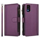 For TCL 30T Magnetic Closure 9 Card Slots Zipper Leather Case with Hand Strap(Purple) - 2