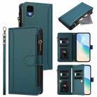 For TCL 30Z / 30 LE Magnetic Closure 9 Card Slots Zipper Leather Case with Hand Strap(Dark Green) - 1