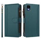 For TCL 30Z / 30 LE Magnetic Closure 9 Card Slots Zipper Leather Case with Hand Strap(Dark Green) - 2
