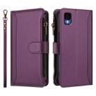 For TCL 30Z / 30 LE Magnetic Closure 9 Card Slots Zipper Leather Case with Hand Strap(Purple) - 2