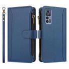 For TCL 30 4G / 5G / 30+ Magnetic Closure 9 Card Slots Zipper Leather Case with Hand Strap(Dark Blue) - 2