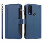 For TCL 30 XE 5G / 30 V 5G Magnetic Closure 9 Card Slots Zipper Leather Case with Hand Strap(Dark Blue) - 2