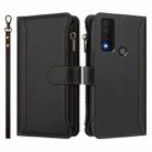 For TCL 30 XE 5G / 30 V 5G Magnetic Closure 9 Card Slots Zipper Leather Case with Hand Strap(Black) - 2