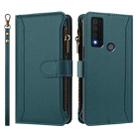 For TCL 30 XE 5G / 30 V 5G Magnetic Closure 9 Card Slots Zipper Leather Case with Hand Strap(Dark Green) - 2