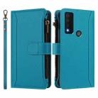 For TCL 30 XE 5G / 30 V 5G Magnetic Closure 9 Card Slots Zipper Leather Case with Hand Strap(Turquoise) - 2