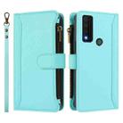 For TCL 30 XE 5G / 30 V 5G Magnetic Closure 9 Card Slots Zipper Leather Case with Hand Strap(Mint Green) - 2