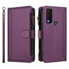 For TCL 30 XE 5G / 30 V 5G Magnetic Closure 9 Card Slots Zipper Leather Case with Hand Strap(Purple) - 2