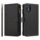For TCL 403 Magnetic Closure 9 Card Slots Zipper Leather Case with Hand Strap(Black) - 2