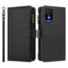 For TCL 501 Magnetic Closure 9 Card Slots Zipper Leather Case with Hand Strap(Black) - 2