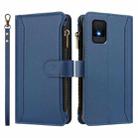 For TCL 502 Magnetic Closure 9 Card Slots Zipper Leather Case with Hand Strap(Dark Blue) - 2