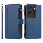 For TCL 503 Magnetic Closure 9 Card Slots Zipper Leather Case with Hand Strap(Dark Blue) - 2