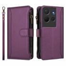 For TCL 503 Magnetic Closure 9 Card Slots Zipper Leather Case with Hand Strap(Purple) - 2