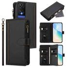 For TCL 505 Magnetic Closure 9 Card Slots Zipper Leather Case with Hand Strap(Black) - 1