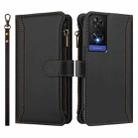 For TCL 505 Magnetic Closure 9 Card Slots Zipper Leather Case with Hand Strap(Black) - 2