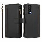 For TCL Stylus 5G Magnetic Closure 9 Card Slots Zipper Leather Case with Hand Strap(Black) - 2