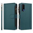For TCL Stylus 5G Magnetic Closure 9 Card Slots Zipper Leather Case with Hand Strap(Dark Green) - 2