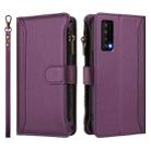 For TCL Stylus 5G Magnetic Closure 9 Card Slots Zipper Leather Case with Hand Strap(Purple) - 2