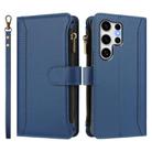 For Samsung Galaxy S25 Ultra 5G Magnetic Closure 9 Card Slots Zipper Leather Case with Hand Strap(Dark Blue) - 2