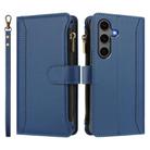For Samsung Galaxy S25+ / S24+ 5G Magnetic Closure 9 Card Slots Zipper Leather Case with Hand Strap(Dark Blue) - 2