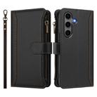 For Samsung Galaxy S25+ / S24+ 5G Magnetic Closure 9 Card Slots Zipper Leather Case with Hand Strap(Black) - 2