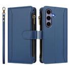 For Samsung Galaxy S25 / S24 5G Magnetic Closure Nine Card Slots Zipper Leather Case with Hand Strap(Dark Blue) - 2