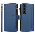 For Samsung Galaxy S23+ 5G Magnetic Closure 9 Card Slots Zipper Leather Case with Hand Strap(Dark Blue) - 2