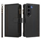 For Samsung Galaxy S23+ 5G Magnetic Closure 9 Card Slots Zipper Leather Case with Hand Strap(Black) - 2