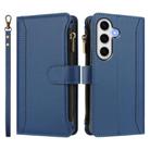 For Samsung Galaxy S24 FE 5G Magnetic Closure 9 Card Slots Zipper Leather Case with Hand Strap(Dark Blue) - 2