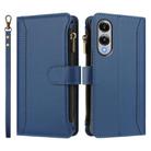 For Samsung Galaxy S25 Edge 5G Magnetic Closure 9 Card Slots Zipper Leather Case with Hand Strap(Dark Blue) - 2