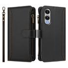 For Samsung Galaxy S25 Edge 5G Magnetic Closure 9 Card Slots Zipper Leather Case with Hand Strap(Black) - 2