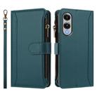 For Samsung Galaxy S25 Edge 5G Magnetic Closure 9 Card Slots Zipper Leather Case with Hand Strap(Dark Green) - 2