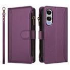 For Samsung Galaxy S25 Edge 5G Magnetic Closure 9 Card Slots Zipper Leather Case with Hand Strap(Purple) - 2