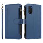 For Samsung Galaxy S20 FE Magnetic Closure 9 Card Slots Zipper Leather Case with Hand Strap(Dark Blue) - 2