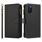 For Samsung Galaxy S20 FE Magnetic Closure 9 Card Slots Zipper Leather Case with Hand Strap(Black) - 2