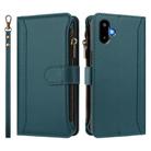 For Samsung Galaxy M06 / F06 5G Magnetic Closure 9 Card Slots Zipper Leather Case with Hand Strap(Dark Green) - 2