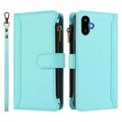 For Samsung Galaxy M06 / F06 5G Magnetic Closure 9 Card Slots Zipper Leather Case with Hand Strap(Mint Green) - 2