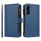 For Samsung Galaxy M16 / F16 5G Magnetic Closure 9 Card Slots Zipper Leather Case with Hand Strap(Dark Blue) - 2