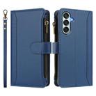 For Samsung Galaxy M15 / F15 5G Magnetic Closure 9 Card Slots Zipper Leather Case with Hand Strap(Dark Blue) - 2