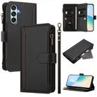For Samsung Galaxy M15 / F15 5G Magnetic Closure 9 Card Slots Zipper Leather Case with Hand Strap(Black) - 1