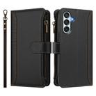 For Samsung Galaxy M15 / F15 5G Magnetic Closure 9 Card Slots Zipper Leather Case with Hand Strap(Black) - 2