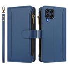 For Samsung Galaxy M53 5G Magnetic Closure 9 Card Slots Zipper Leather Case with Hand Strap(Dark Blue) - 2