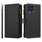 For Samsung Galaxy M53 5G Magnetic Closure 9 Card Slots Zipper Leather Case with Hand Strap(Black) - 2